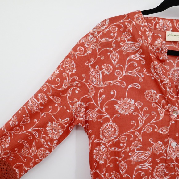 Julia Amory Floral Print Maxi Dress Womens M Coral Boho Cottagecore Bloomcore - Picture 6 of 16